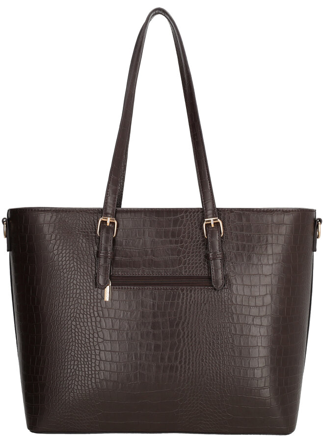 Birmingham Shopper Laptop Croco Donkerbruin