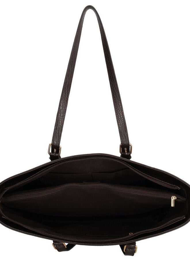 Birmingham Shopper Laptop Croco Donkerbruin