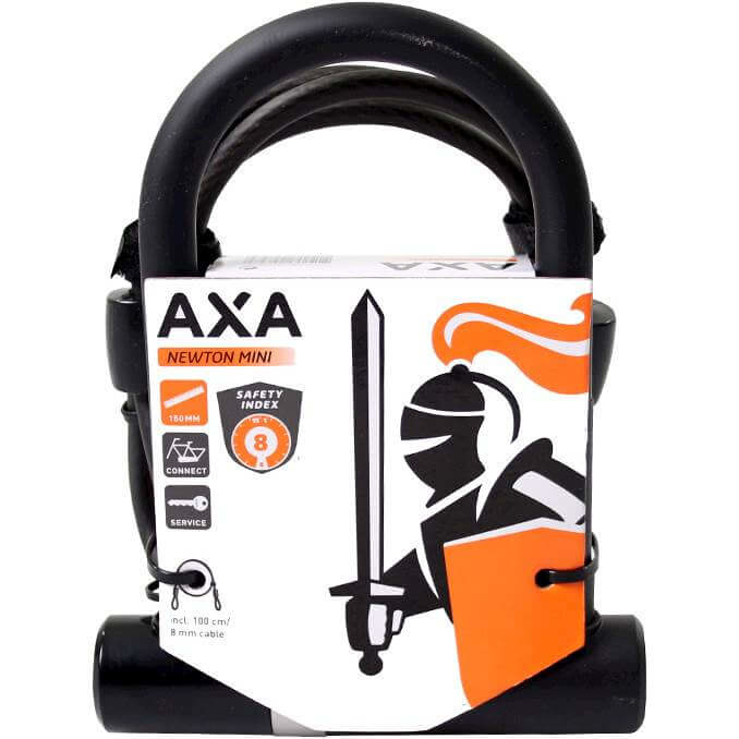 Axa beugelslot Newton Mini + Cable 100/8 Axa beugelslot Newton Mini + Cable 100/8