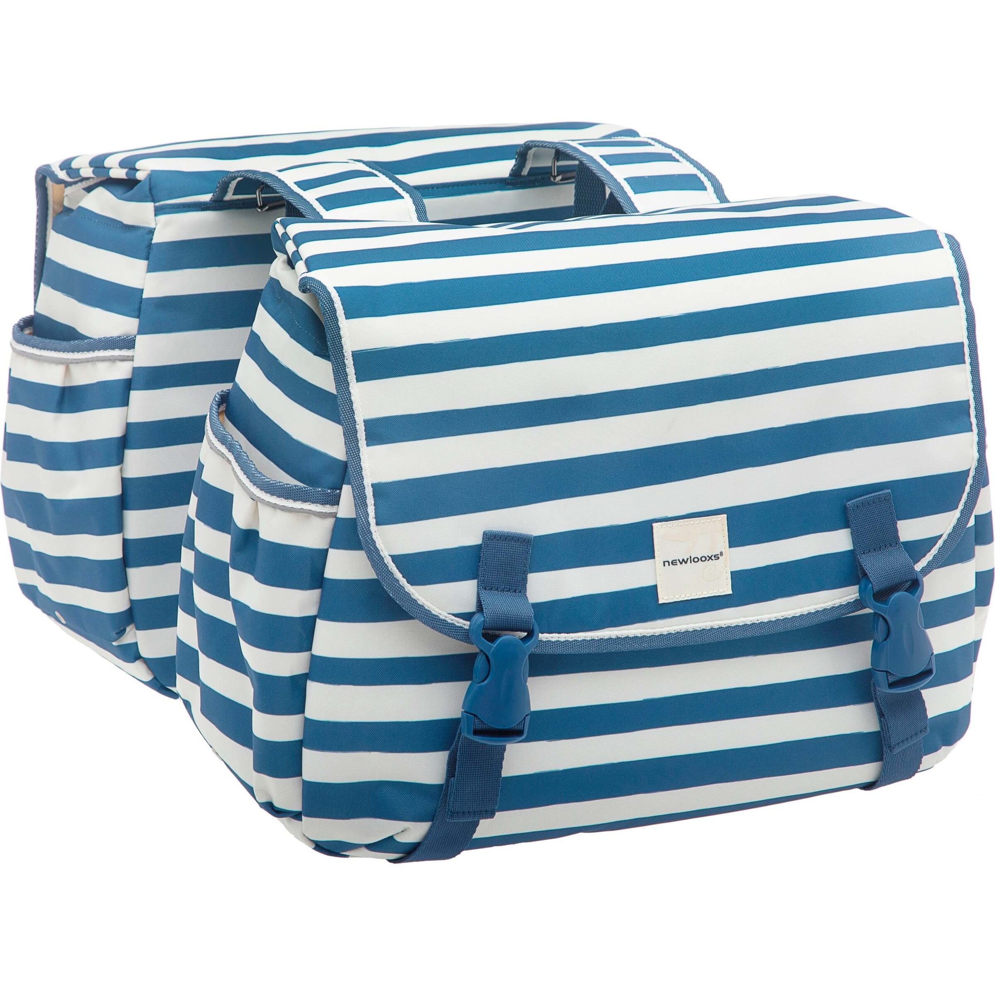 New Looxs fietstas dubbel Joli blue stripe New Looxs fietstas dubbel Joli blue stripe