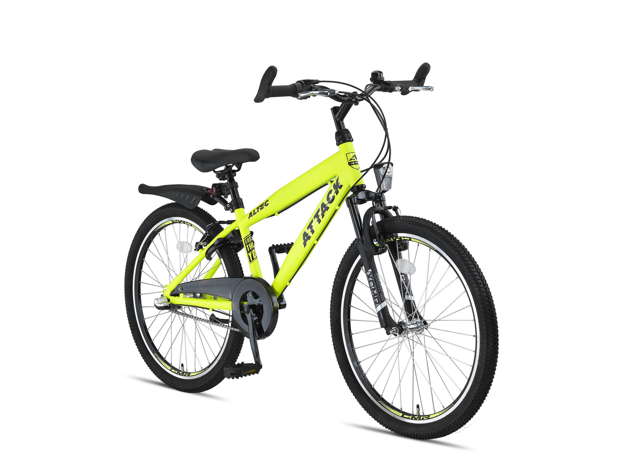 Altec Attack Kinderfiets Jongens 24 inch Neon Lime 3v - Superfietsen.nl
