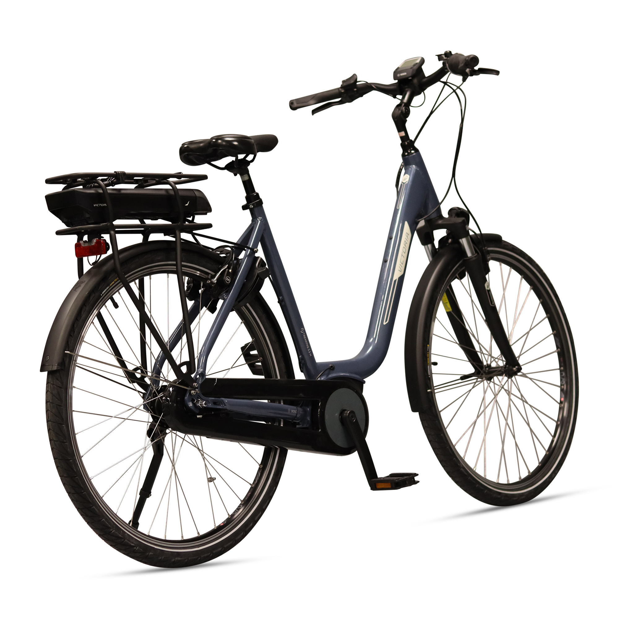 Victoria E-Trekking 5.5H Damesfiets 28 inch Stone Blue 7v - Superfietsen.nl