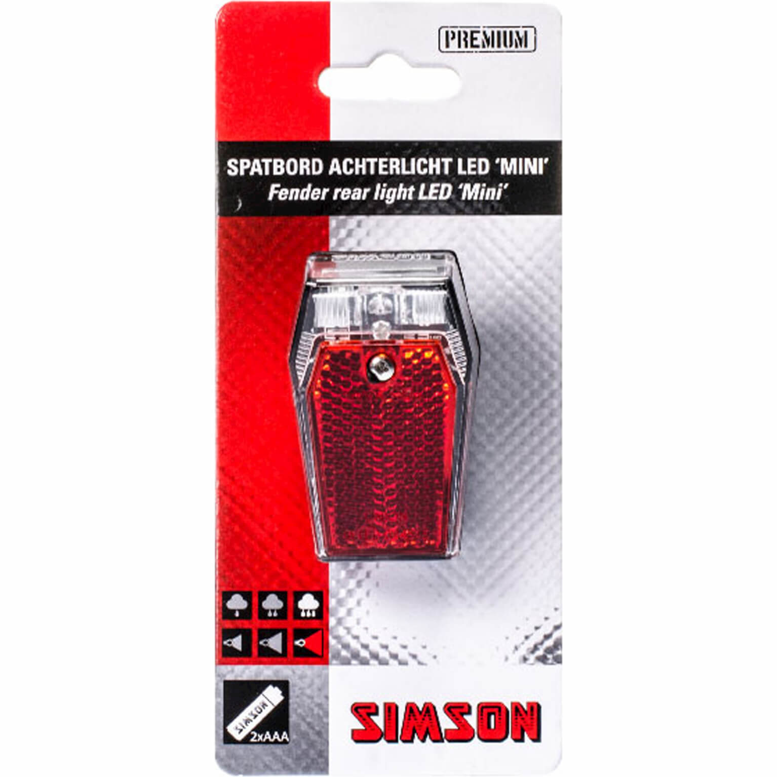Simson achterlicht Mini batterij spatbord