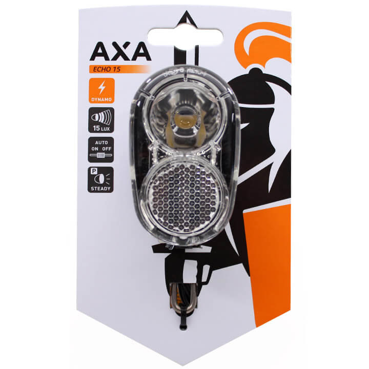 Axa koplamp Echo steady auto dynamo 15 lux zwart Axa koplamp Echo steady auto dynamo 15 lux zwart