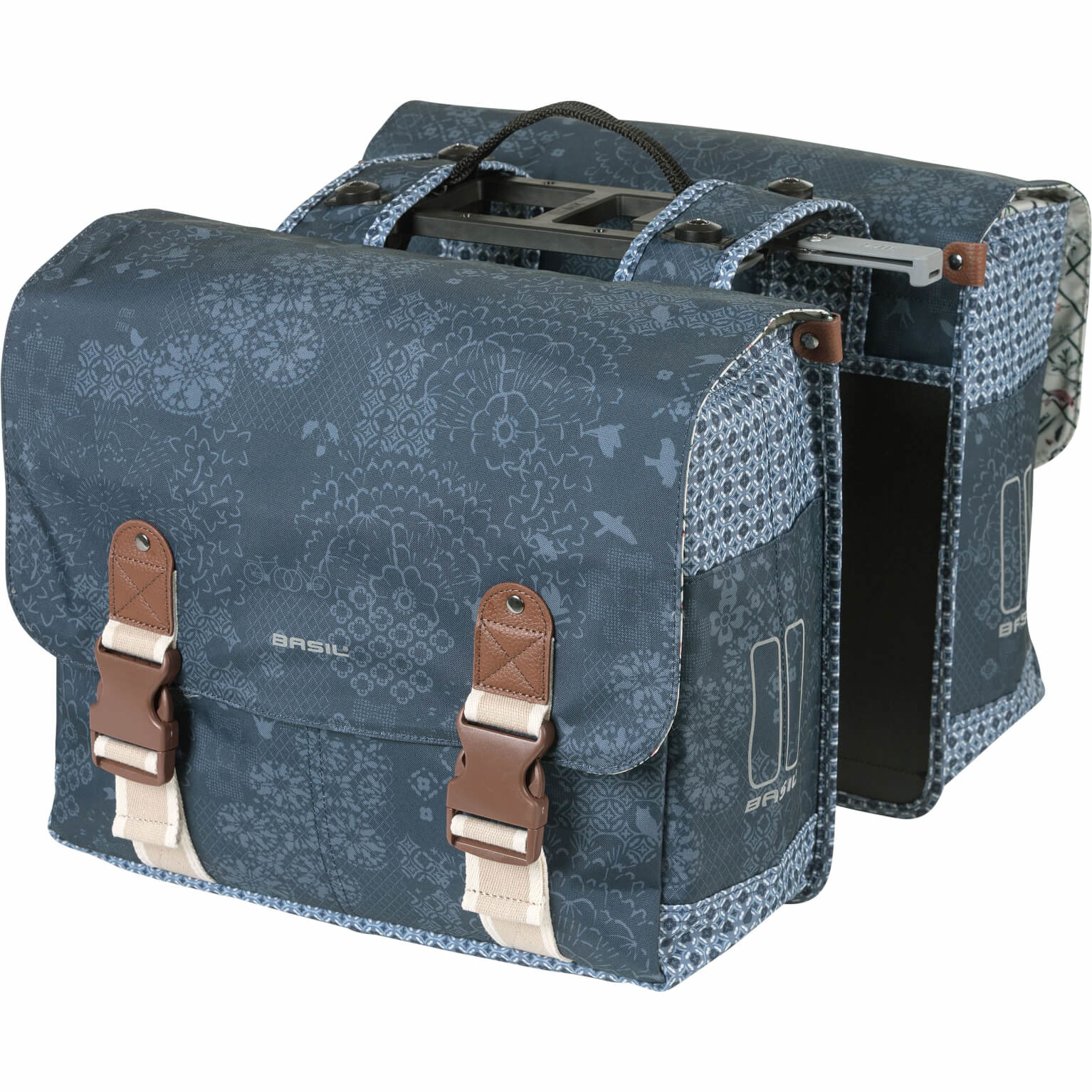 Basil fietstas dubbel Boheme indigo blauw MIK 35L Basil fietstas dubbel Boheme indigo blauw MIK 35L