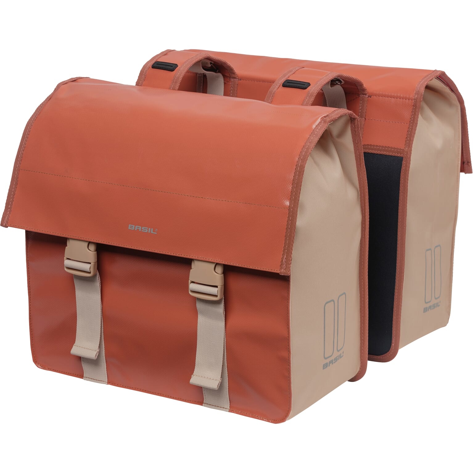 Basil fietstas dubbel Urban load terra red/rose 48-53L Basil fietstas dubbel Urban load terra red/rose 48-53L