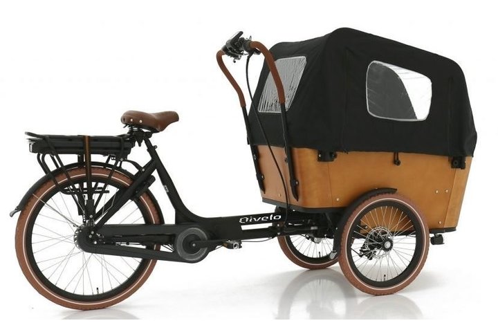 Qivelo Curve  Bakfiets 48cm Matt Black/Brown 481 Wh 7V 6