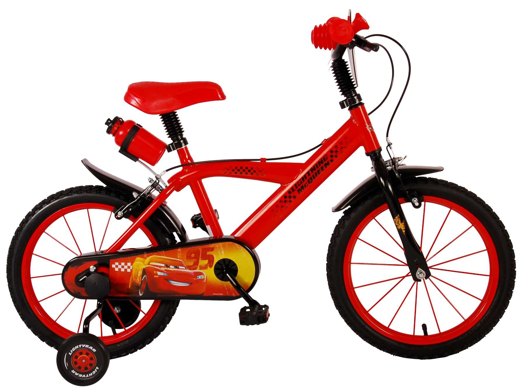 Disney Cars Kinderfiets Jongens 16 inch Rood Twee handremmen Disney Cars Kinderfiets Jongens 16 inch Rood Twee handremmen