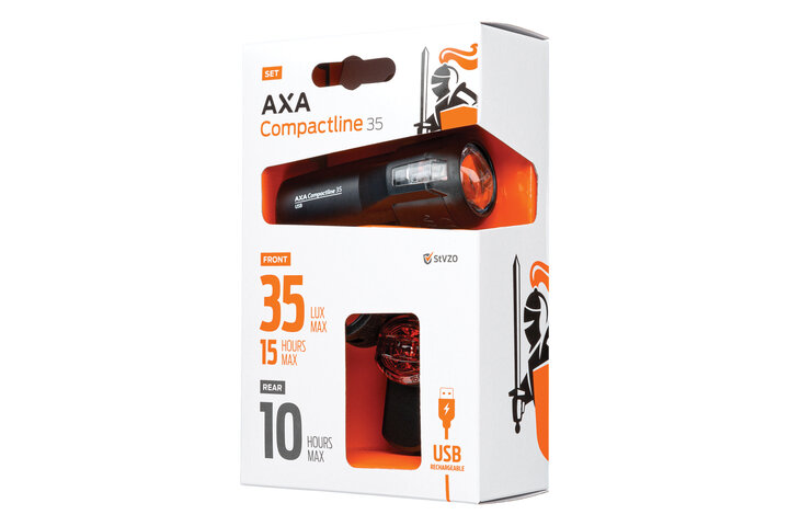 Mountainbike spatbordpakket Axa verlichting set Compactline 35 lux USB 2