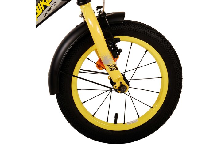 Volare Thombike Kinderfiets - Jongens - 14 inch - Zwart Geel - Twee Handremmen 5