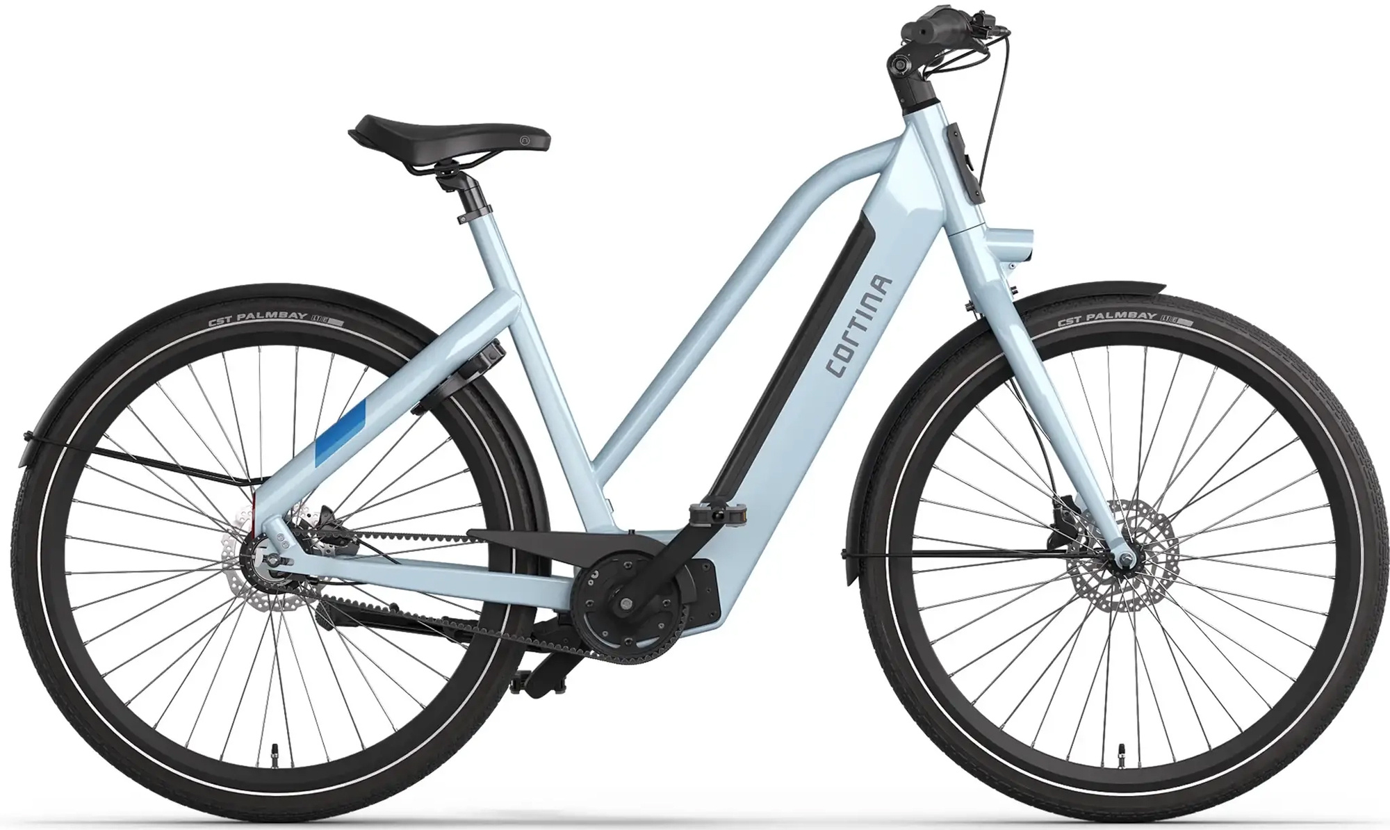 Cortina E-Blau Damesfiets 28 inch 57cm DB7 belt