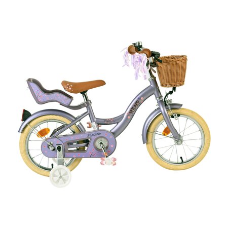 HILAND 14 inch kinderfiets voor meisjesfiets 3 4 5 jaar met mand, steunwielen, roze