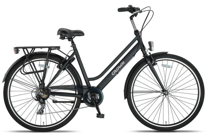 Crown New York Damesfiets 28 inch 50cm Mat Zwart 7v - afbeelding 1