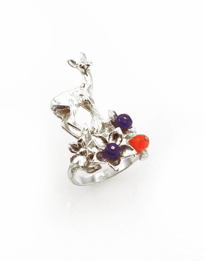 Rebels & Icons Ring hind & flowers - silver