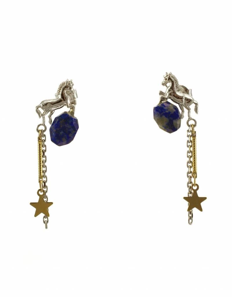 Rebels & Icons Post earrings pendant horse & star - mixed