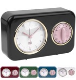 Pt (Present Time) Tafelklok Nostalgia met kookwekker (black/pink)