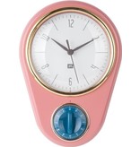 Pt (Present Time) Wandklok "Retro" met timer (pink)