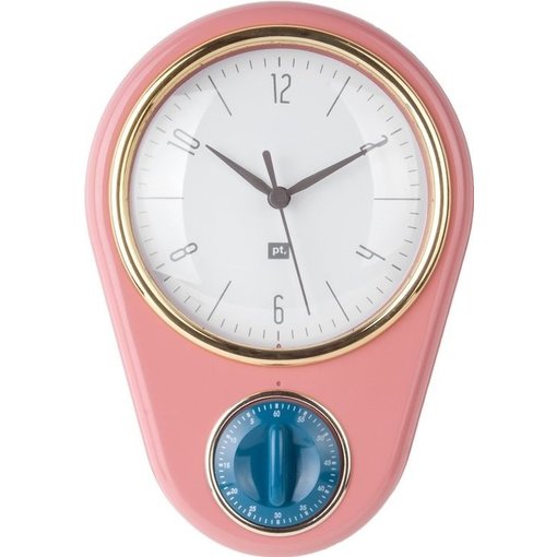 Pt (Present Time) Wandklok "Retro" met timer (pink)