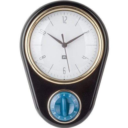 Pt (Present Time) Wandklok "Retro" met timer (black)