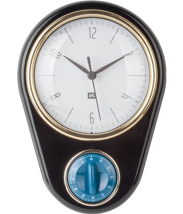 Pt (Present Time) Wandklok "Retro" met timer (black)