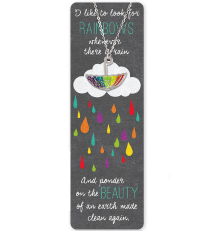 Baptism rainbow necklace and bookmark