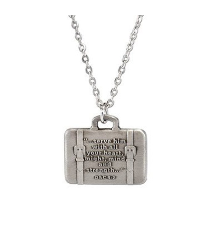 Heart, Might, Mind & Strength Suitcase Necklace