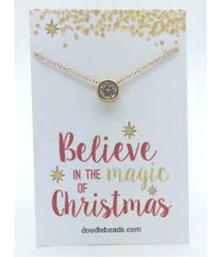 Believe In The Magic of Christmas Golden Gem Necklace