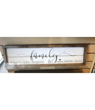 Family Where Life Begins  wall art wood 6” x 24”