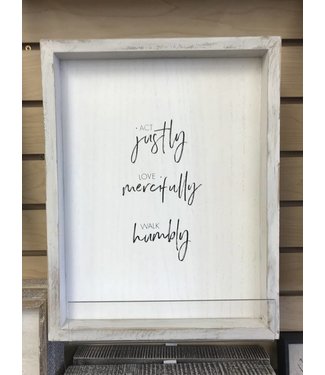 Act Justly accent white wood 11”x14”