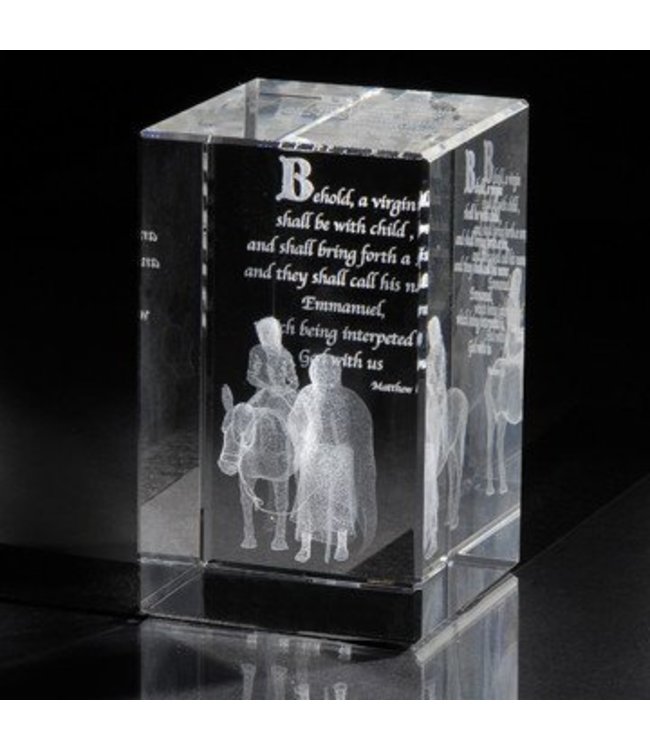 Laser Engraved Crystal Cube - Journey To Bethlehem