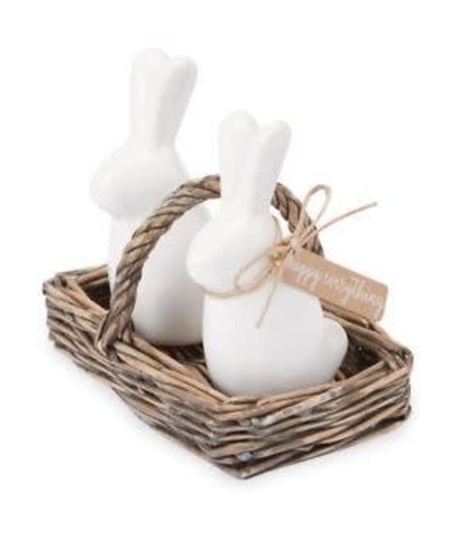 Bunny Salt and Pepper Basket by Mud Pie