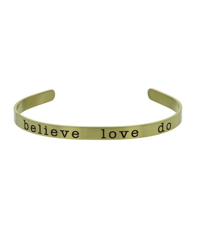 Believe, love, Do Cuff Bracelet Gold