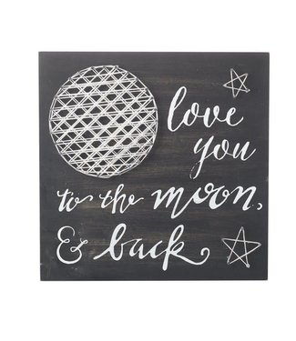 Love You To The Moon & Back Sign- Black, Wooden