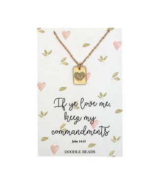 Commandment Heart Stamped Necklace, If Ye Love Me Keep My Commandments, 2019 Mutual Theme, Gold