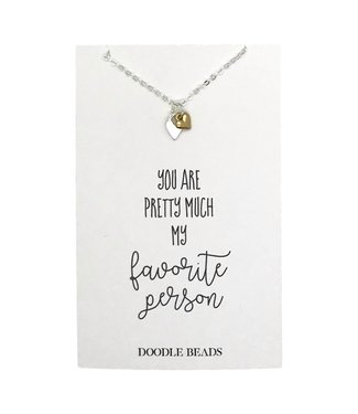 Favorite Person Double Heart Necklace, silver
