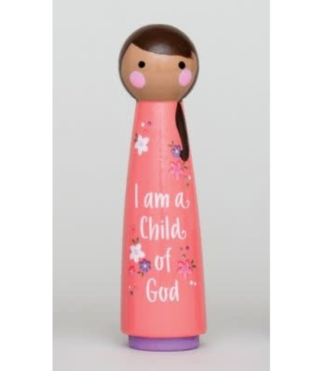 I Am A Child of God Peg Doll Pink Girl 4.5 inch
