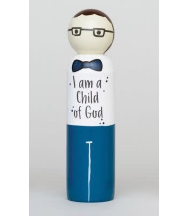 I Am A Child of God Peg Doll Blue Boy Tie 4.5 inch