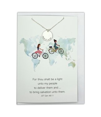 Hope of Israel Necklace, Sister Missionary Jewelry & Greeting Card (Gold)
