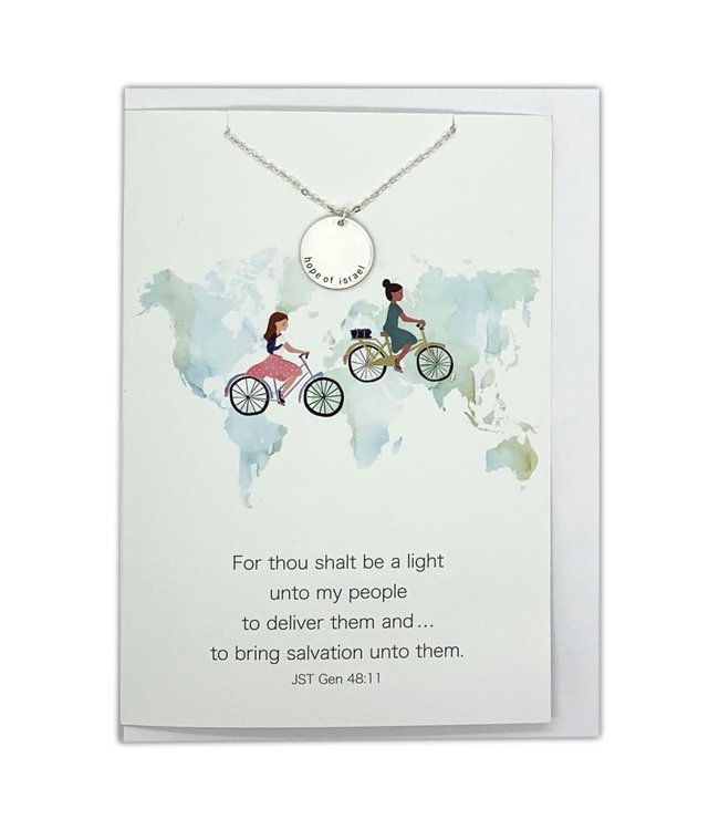 Hope of Israel Necklace, Sister Missionary Jewelry & Greeting Card (Silver)