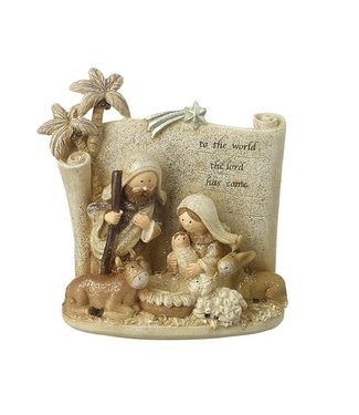 NATIVITY SCENE WITH SCROLL BACKGROUND