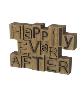 HAPPILY EVER AFTER WOODEN BLOCK SIGN