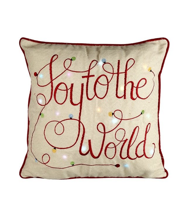 JOY TO THE WORLD LIGHT UP CUSHION