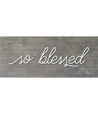 Real Wood Slat Board So Blessed with Raised Lettering 12X6 Gray/White