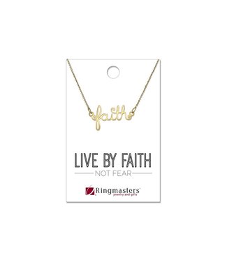 Faith Script Necklace Gold Finish