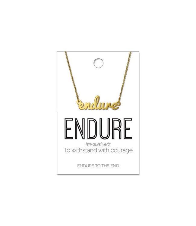 Endure Script Necklace Gold Finish