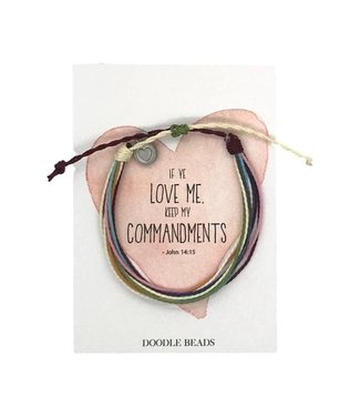 Commandments Thread Bracelet (multi colour) - If Ye love me, keep my commandments