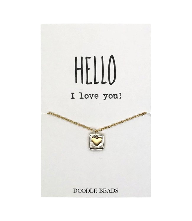 Framed Heart Necklace Gold – Hello I Love You!