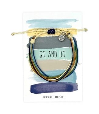 Go and Do Thread Bracelet on striped card