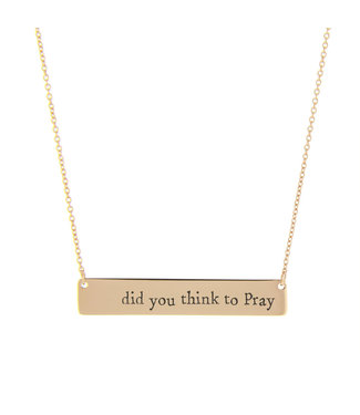 Did You Think To Pray Bar Necklace Rose Gold