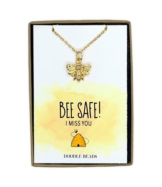 Bee Safe, I Miss You! Bee Necklace With Quote Card